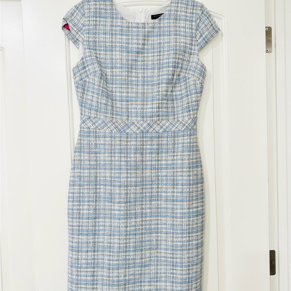 Banana Republic Blue and White Plaid Midi Dress